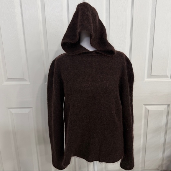 Joan & David Mohair Wool Blend Hooded Brown Sweater Women Medium Italy Hoodie - Picture 4 of 6